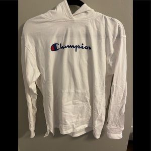 white champion t-shirt hoodie